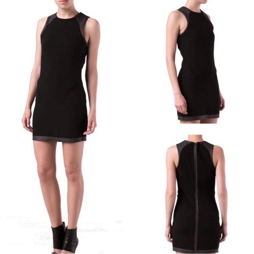 RAG & BONE | 2 | Dupont Black Nudie Cap Tank Tonal Satin Trim Short Sheath Dress